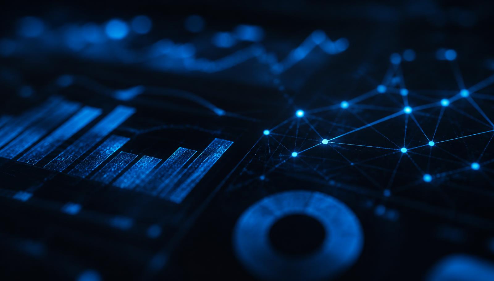Abstract visualisation of market data analytics and connected networks